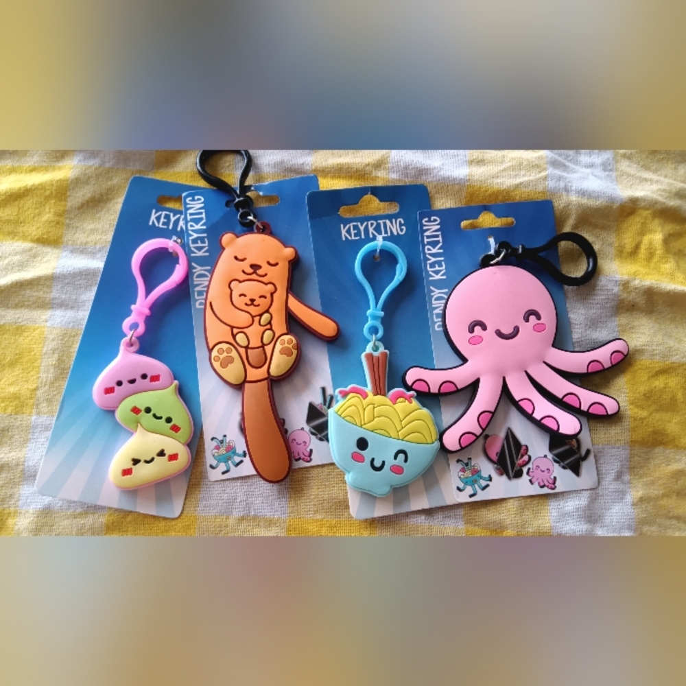 4 Cute Keyring Characters–  Silicone Keychains